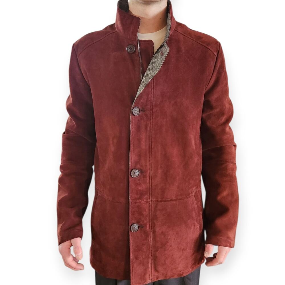 Emiliano Zapata Suede Leather Deep Burgundy Red Jacket Men Size Medium NWOT - Picture 3 of 16
